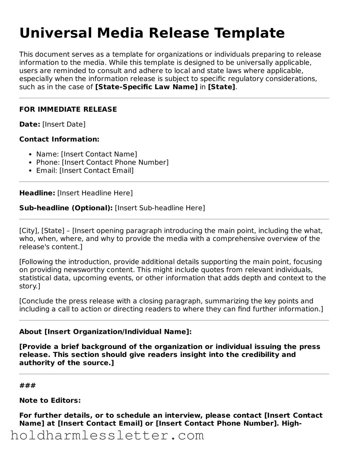 Fillable Media Release Template