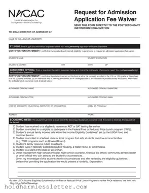 Blank Application Fee Waiver PDF Template