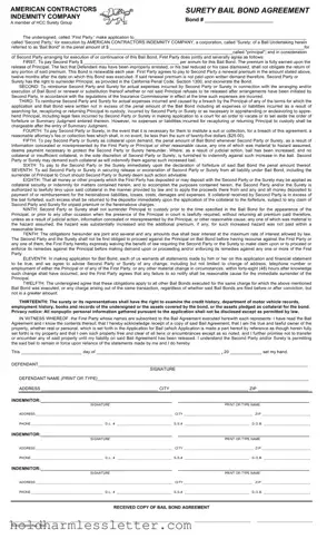 Blank Bail Bond Release Paperwork PDF Template