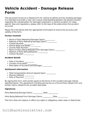 Fillable Vehicle Accident Damage Release Template