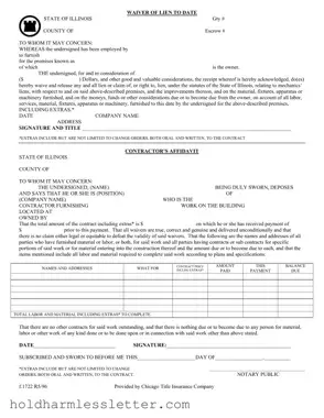 Blank Chicago Title Waiver Format PDF Template