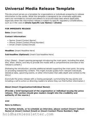 Fillable Media Release Template