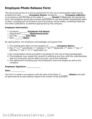 Fillable Employee Photo Release Template