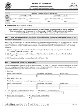 Blank I 912 Waiver PDF Template