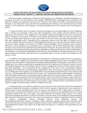 Blank Idol Personal Release PDF Template