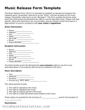 Fillable Music Release Template