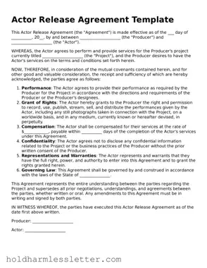 Fillable Actor Release Template