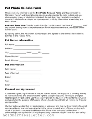 Fillable Pet Photo Release Template