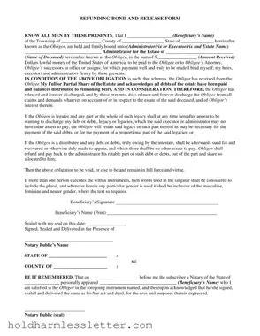Blank Refunding Bond And Release PDF Template
