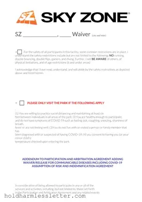 Blank Sky Zone Waiver PDF Template