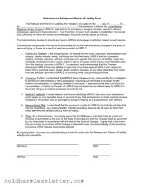 Blank Subcontractor Waiver PDF Template