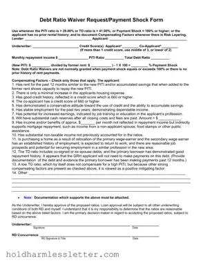 Blank Usda Ratio Waiver PDF Template